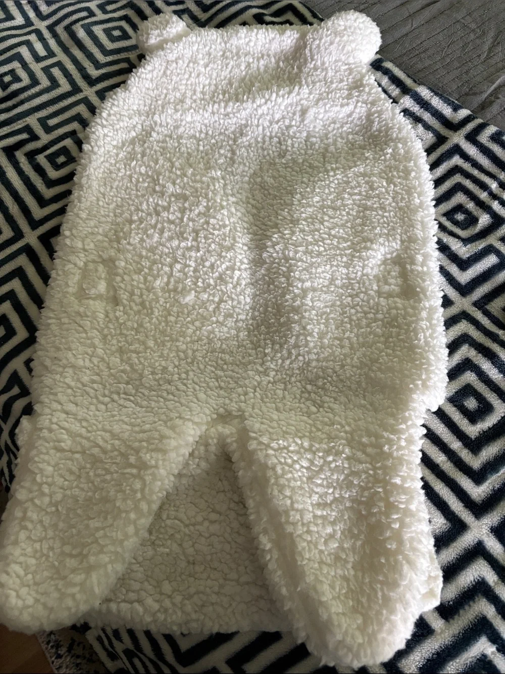 Cozy White Teddy Hooded Baby Sleeping Sack